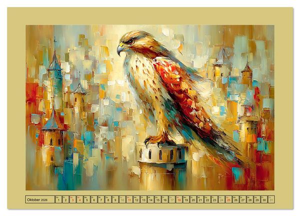 Produktbild: Majest&auml;ten der L&uuml;fte. Raubv&ouml;gel zwischen Himmel und Kunst (Wandkalender 2026 DIN A2 quer), CALVENDO Monatskalender