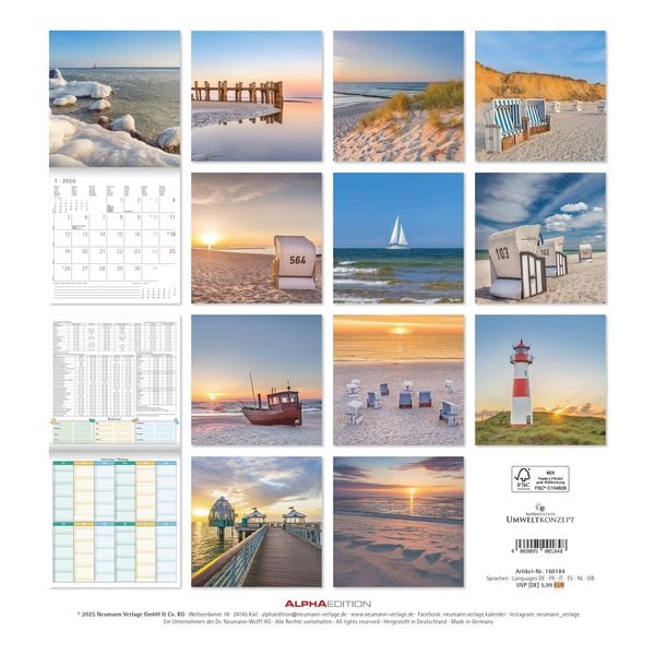 Produktbild: Seeblick 2026 - Broschürenkalender 30x30 cm (30x60 geöffnet) - Kalender mit Platz für Notizen - Sea View - Bildkalender - Wandplaner - Wandkalender