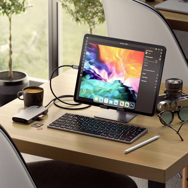 Produktbild: Satechi Slim X1 Mini Bluetooth&reg; Tastatur Deutsch, QWERTZ Anthrazit Multimediatasten, Beleuchtet
