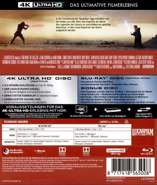 Produktbild: Star Wars: Episode VIII - Die letzten Jedi - Line Look 2020 (4K Ultra HD) (+ Blu-ray 2D) (+ Bonus-Blu-ray)