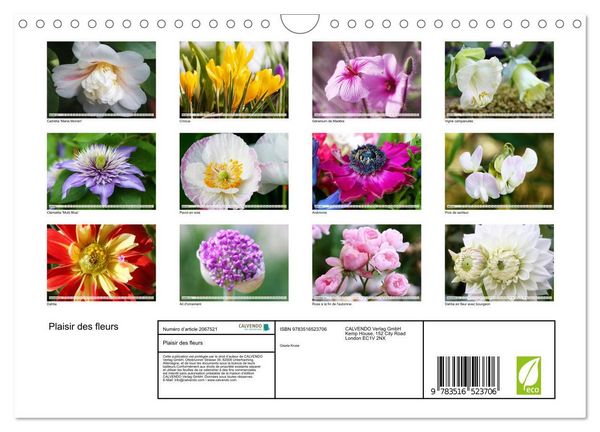 Produktbild: Plaisir des fleurs (Calendrier mural 2026 DIN A4 vertical), CALVENDO calendrier mensuel