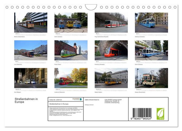 Produktbild: Stra&szlig;enbahnen in Europa (Wandkalender 2026 DIN A4 quer), CALVENDO Monatskalender