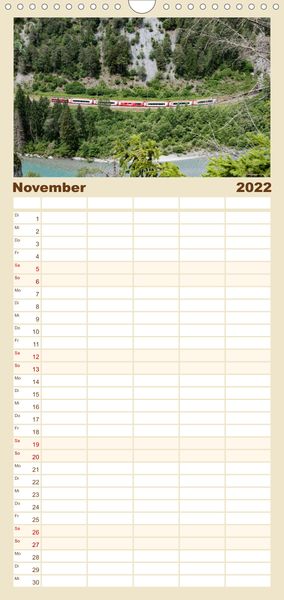 Produktbild: Schweizer Eisenbahn - Familienplaner hoch (Wandkalender 2022 , 21 cm x 45 cm, hoch)