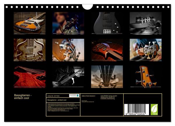 Produktbild: Bassgitarren - einfach cool (Wandkalender 2026 DIN A4 quer), CALVENDO Monatskalender