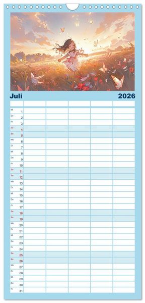 Produktbild: Familienplaner 2026 - Der M&auml;dchen-Kalender mit 5 Spalten (Wandkalender, 21 x 45 cm) CALVENDO