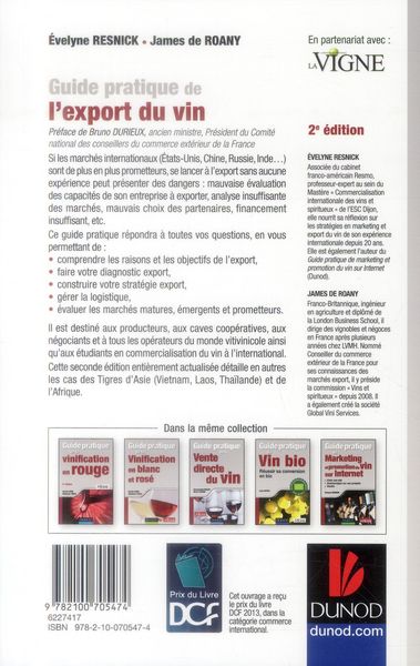 Produktbild: Guide pratique de l'export du vin - 2e &eacute;dition - Prix DCF du Livre - 2013