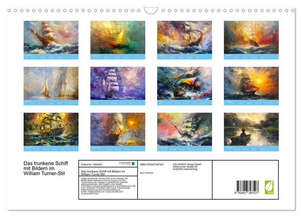 Produktbild: Das trunkene Schiff mit Bildern im William Turner-Stil (Wandkalender 2026 DIN A3 quer), CALVENDO Monatskalender