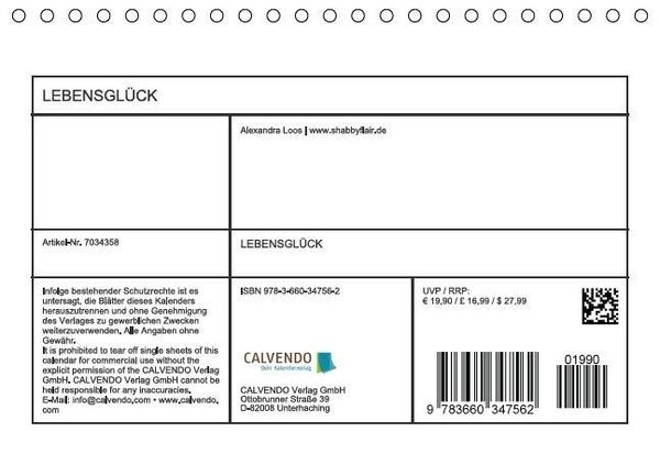 Produktbild: LEBENSGL&Uuml;CK (Tischkalender immerw&auml;hrend DIN A5 quer)