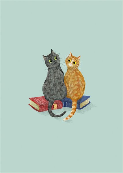 Produktbild: Postkarten B&uuml;cherkatzen Freundschaft (VE10)
