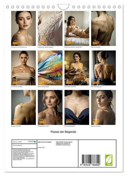 Produktbild: Poesie der Begierde (Wandkalender 2027 DIN A4 hoch), CALVENDO Monatskalender