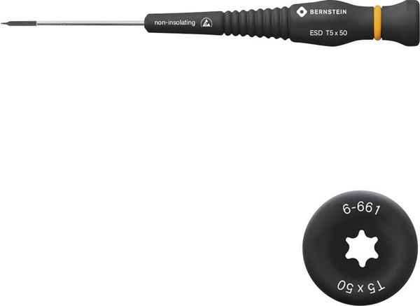 Produktbild: BERNSTEIN Tools for Electronics Elektrotechnik und Feinwerktechnik Torx-Schraubendreher Gr&ouml;&szlig;e (Schraubendreher) T 5 Klingenl&auml;nge: 50 mm 1 St.