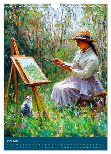 Produktbild: Katzen und Kunst - Samtige Herrscher der impressionistischen G&auml;rten (Wandkalender 2026 DIN A4 hoch), CALVENDO Monatskalender