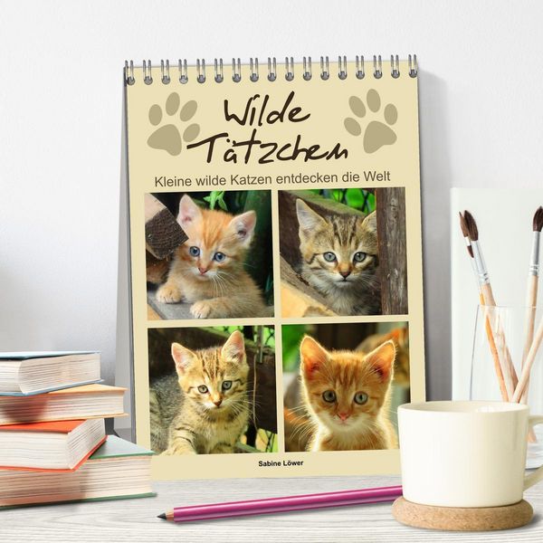 Produktbild: Wilde T&auml;tzchen, kleine wilde Katzen entdecken die Welt (Tischkalender 2026 DIN A5 hoch), CALVENDO Monatskalender