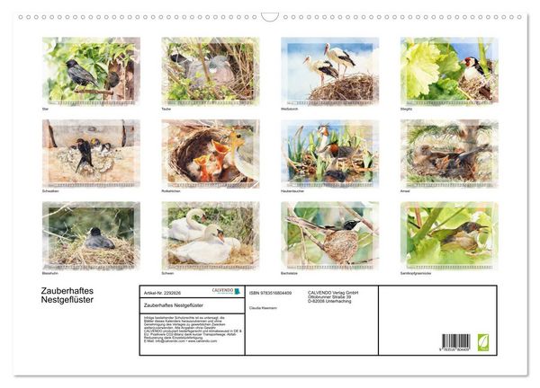 Produktbild: Zauberhaftes Nestgefl&uuml;ster (Wandkalender 2027 DIN A2 quer), CALVENDO Monatskalender