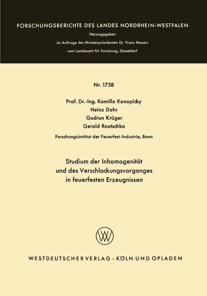 Produktbild: Studium der Inhomogenit&auml;t und des Verschlackungsvorganges in feuerfesten Erzeugnissen