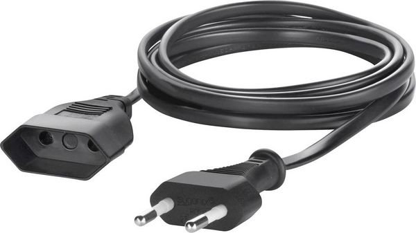 Sygonix SY-5042686 Strom Verlängerungskabel Schwarz 5.00m H03VVH2-F 2X 0,75mm²