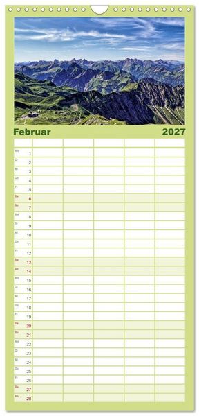 Produktbild: Familienplaner 2027 - Allg&auml;u - Natur pur mit 5 Spalten (Wandkalender, 21 x 45 cm) CALVENDO