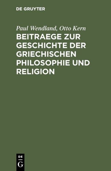 Produktbild: Beitraege zur Geschichte der Griechischen Philosophie und Religion