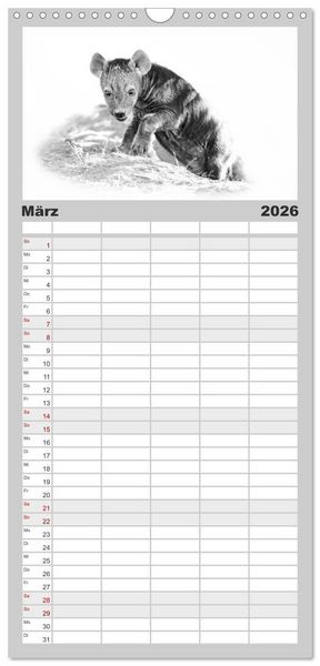 Produktbild: Familienplaner 2026 - AFRIKA - Schwarz-weiss Fotografien im modernen "High Key" Look mit 5 Spalten (Wandkalender, 21 x 45 cm) CALVENDO