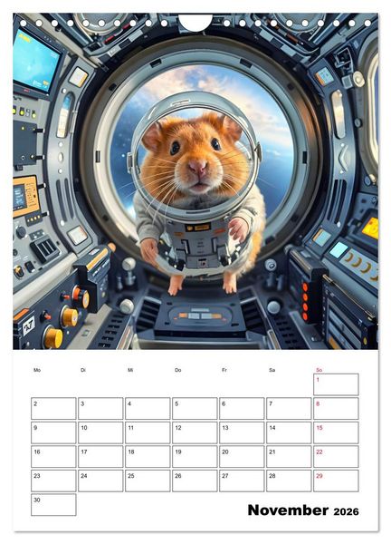 Produktbild: Space Hamster - Mit KI Hamster Astronauten im Weltall (Wandkalender 2026 DIN A4 hoch), CALVENDO Monatskalender