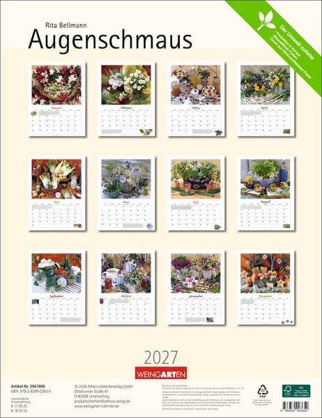 Produktbild: Augenschmaus Kalender 2027 - Gew&uuml;rze und Kr&auml;uter rund ums Jahr