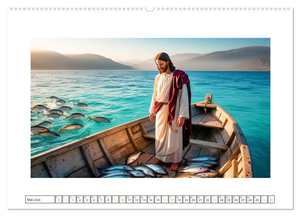 Produktbild: Durch das Jahr mit Jesus (hochwertiger Premium Wandkalender 2026 DIN A2 quer), Kunstdruck in Hochglanz