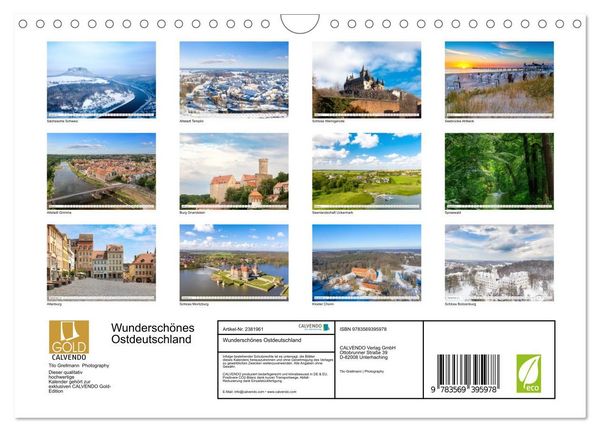 Produktbild: Wundersch&ouml;nes Ostdeutschland (Wandkalender 2027 DIN A4 quer), CALVENDO Monatskalender