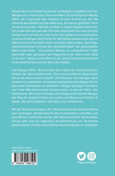 Produktbild: Grundlagen der &Ouml;konomie: Das Wesentliche von Carl Menger