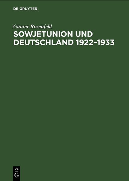 Produktbild: Sowjetunion und Deutschland 1922&ndash;1933