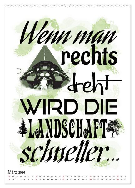 Produktbild: Biker-Spr&uuml;che (Wandkalender 2026 DIN A2 hoch), CALVENDO Monatskalender
