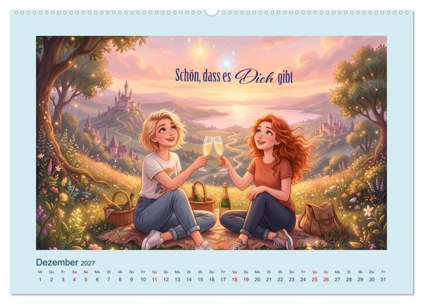 Produktbild: Freundin - Schwester - Lieblingsmensch (hochwertiger Premium Wandkalender 2027 DIN A2 quer), Kunstdruck in Hochglanz