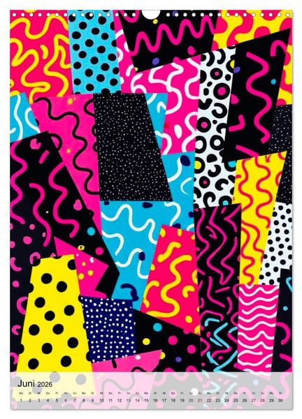 Produktbild: Pop Neon Patterns - The Memphis 90s Collection (Wandkalender 2026 DIN A3 hoch), CALVENDO Monatskalender