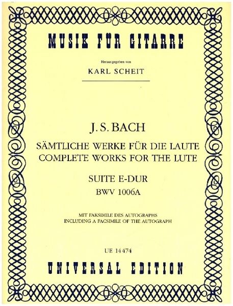 Produktbild: Bach, J: S&auml;mtliche Werke f&uuml;r die Laute - Suite E-Dur BWV 100