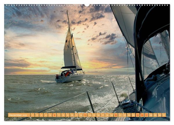 Produktbild: Segeln im Sonnenuntergang (hochwertiger Premium Wandkalender 2026 DIN A2 quer), Kunstdruck in Hochglanz