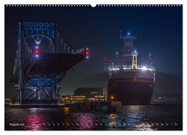 Produktbild: Nachts in Wilhelmshaven Edition mit maritimen Motiven (Wandkalender 2026 DIN A2 quer), CALVENDO Monatskalender
