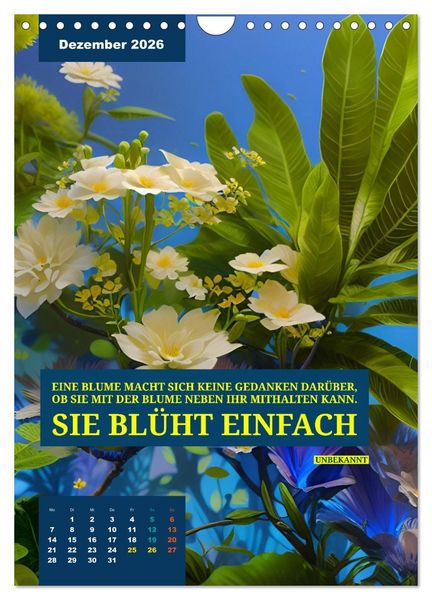 Produktbild: Verr&uuml;ckt nach BLUMEN Artwork - Farben - Zitate (Wandkalender 2026 DIN A4 hoch), CALVENDO Monatskalender