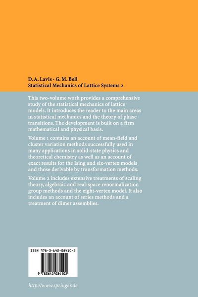 Produktbild: Statistical Mechanics of Lattice Systems