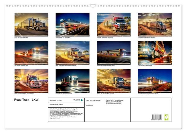Produktbild: Road Train - LKW (Wandkalender 2027 DIN A2 quer), CALVENDO Monatskalender