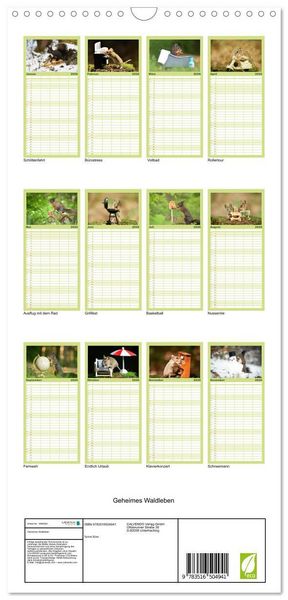 Produktbild: Familienplaner 2026 - Geheimes Waldleben mit 5 Spalten (Wandkalender, 21 x 45 cm) CALVENDO