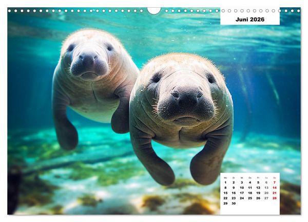 Produktbild: Manatees. Faszinierende Rundschwanzseek&uuml;he (Wandkalender 2026 DIN A3 quer), CALVENDO Monatskalender