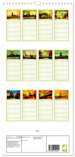 Produktbild: Familienplaner 2026 - K&ouml;ln mit 5 Spalten (Wandkalender, 21 x 45 cm) CALVENDO