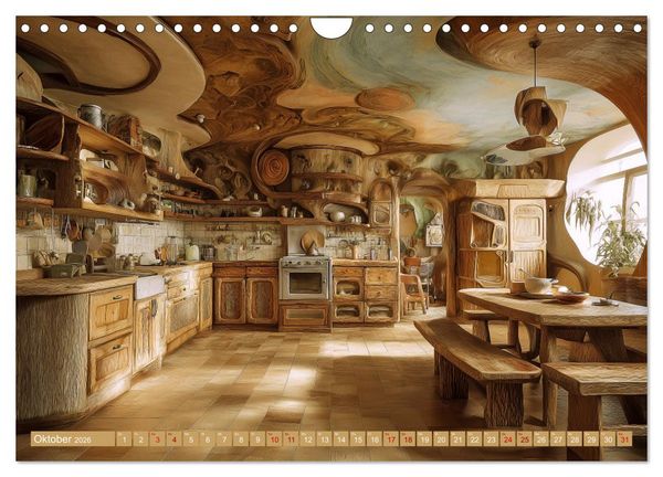 Produktbild: Fantastische K&uuml;chenarchitektur. KI-Design zum Staunen (Wandkalender 2026 DIN A4 quer), CALVENDO Monatskalender