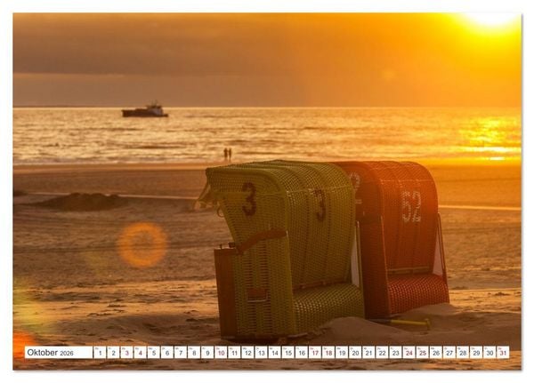 Produktbild: Strandk&ouml;rbe &ndash; Licht. Stille. Nordsee Borkum 2026 (Tischkalender 2026 DIN A5 quer), CALVENDO Monatskalender