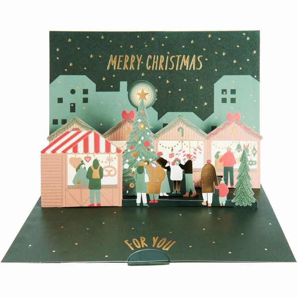 Produktbild: Pop Up Karte f&uuml;r Geldgeschenke, Weihnachtsmarkt, A5/C5 M