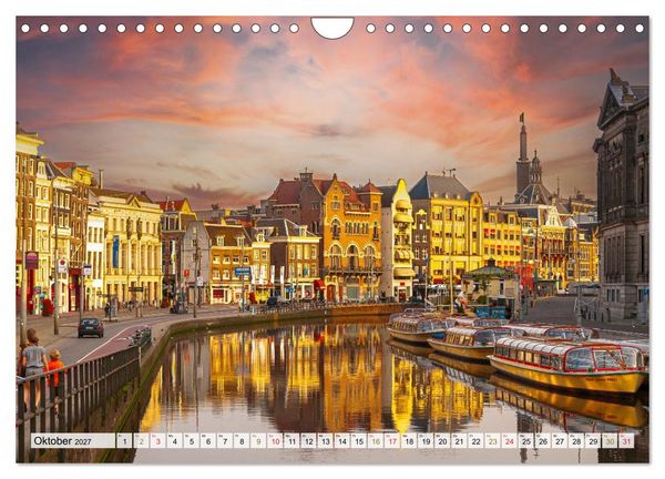 Produktbild: Ein Blick auf Amsterdam in Farbe (Wandkalender 2027 DIN A4 quer), CALVENDO Monatskalender