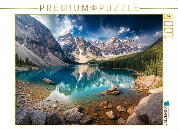 Produktbild: CALVENDO Puzzle Moraine Lake im Banff-Nationalpark in der Provinz Alberta | 1000 Teile Lege-Gr&ouml;&szlig;e 64x48cm Foto-Puzzle f&uuml;r gl&uuml;ckliche Stunden