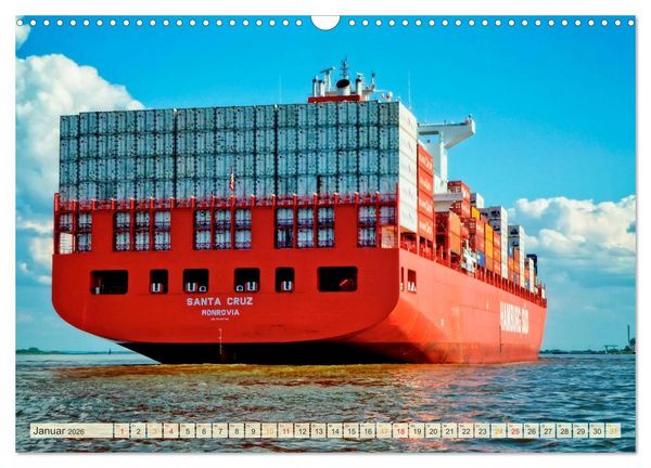 Produktbild: Containerschiffe auf der Elbe (Wandkalender 2026 DIN A3 quer), CALVENDO Monatskalender