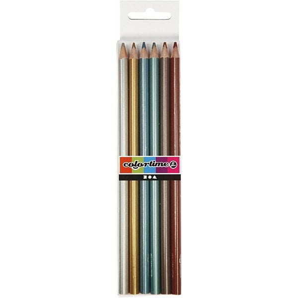 Produktbild: Creativ Company Colortime Buntstifte, L 17,45 cm, Mine 3 mm, Metallic-Farben, 6 Stk