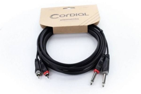 Produktbild: Cordial 14840 Klinke / Cinch Audio Anschlusskabel [2x Klinkenstecker 6.3 mm (mono) - 2x Cinch-Stecker] 1.50 m Schwarz PVC-Mantel, Zwillingsleitung