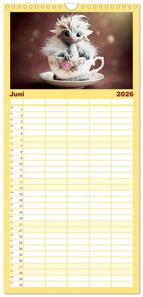 Produktbild: Familienplaner 2026 - S&uuml;&szlig;e Babydrachen mit 5 Spalten (Wandkalender, 21 x 45 cm) CALVENDO